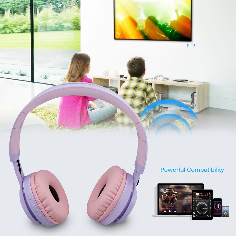 Riwbox WT-7S Kids Bluetooth Headphones Light Up, Foldable Stero Wireless