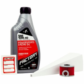 Factory Racing Parts Full Synthetic Oil Change Kit compatible with Kawasaki Z125 Pro – Includes 1 Quarts of SAE 10W-40 Oil, 1 Filter, 1 Crush Washer, 1 Funnel, 1 Oil Change Reminder Sticker
