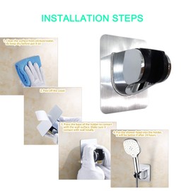 Strong Adhesive and Waterproof Shower Head Holder, Adjustable Handheld Shower Holder Wall Mount Shower Bracket (Silver - 1 Pack)