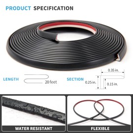 Art3d 20ft Outside Vinyl Corner Trim Peel and Stick for Tile and Wall Edges, Furniture Decoration Black