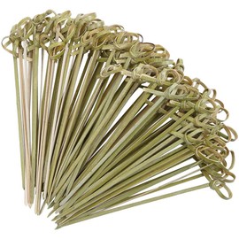 Cocktail Sticks Bamboo Skewers 100 Pcs Japanese Style Natural Bamboo Knotted Toothpicks for BBQ Cocktail Shish Kabobs Party Essentials