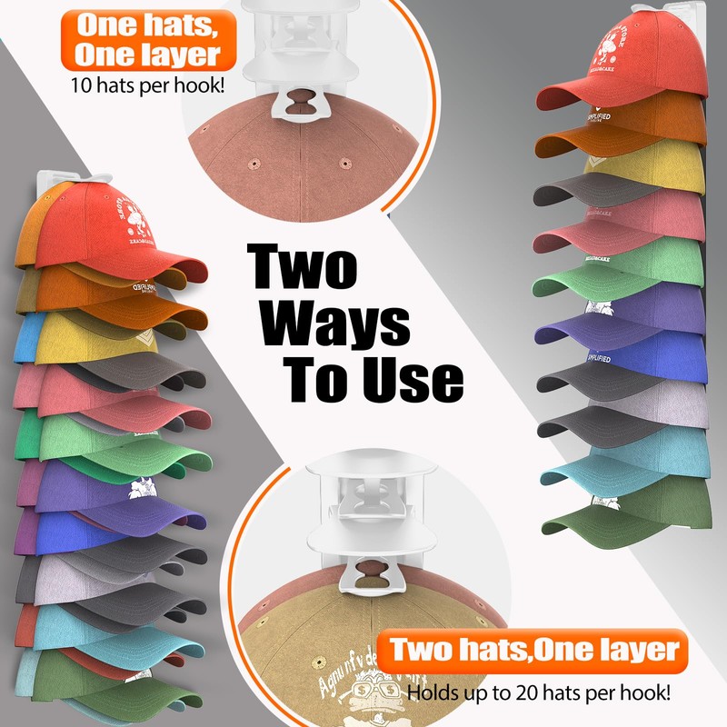 HeQe Hat Organizer for Baseball Caps Hold Up to 40