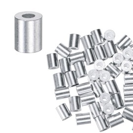 M METERXITY 50-Pack Aluminum Crimping Loop Sleeves, 1.5mm 1/16" Round Barrel Wire Rope Sleeves Cable Ferrule for Wire Rope/Cables Crimping Loop Sleeve