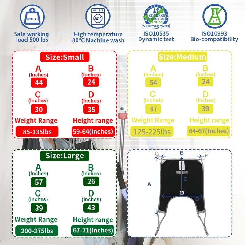EZ Assistive Patient Lift Divided Leg Sling with Lower Back,