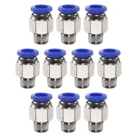 sourcing map Push to Connect Fitting 8mm Tube OD x 1/8" NPT Thread Male Straight Quick Connector Copper Air Line Hose Fittings for Industry Air System PC8-N01, Blue