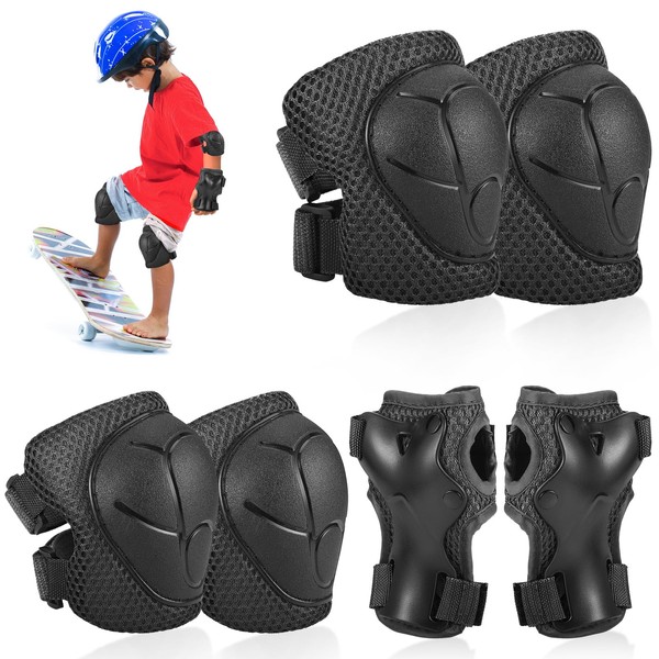 Hejo 6 Pcs Kids knee Pads Elbow Pads, Breathable Guards
