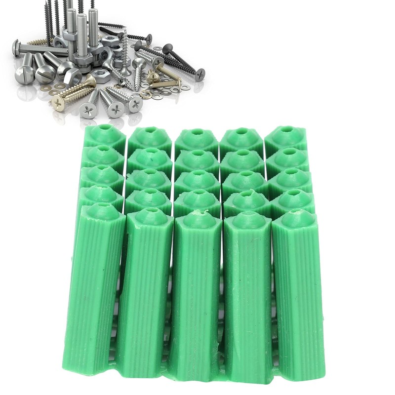 Green Plastic Masonry Screw, 100Pcs Plastic Expansion Screw Expansion Tube