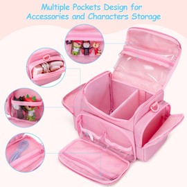 LoDrid Travel Case Compatible with Tonie Box, Carrying Case for Audio Player Set with Shoulder Strap and Handle, Storage Bag with Multiple Pockets for Charge, Headphone and Accessories, Pink, Bag only