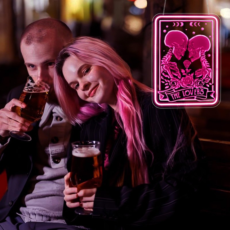 Whfobfe Skeleton Lover Neon Sign Led Neon Lights Neon Signs