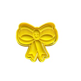 The Cookie Cutter Hub Ausstechform mit Weihnachtsschleife und passender Prägung für Plätzchen, Kekse, Ton, Backdekoration