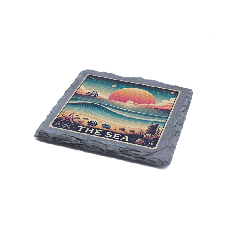 Ocean Sunset Slate Coaster - Nautical Beach Decor for Sea