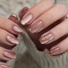 KAVI' S 24pcs French Tip Stick on Nails Cat Eye