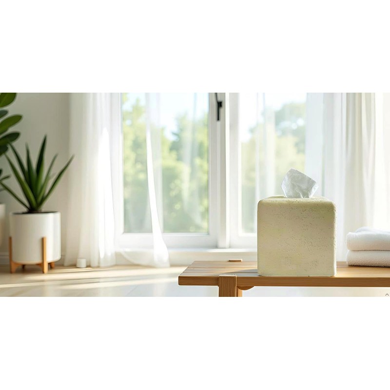 Huitony Marble Tissue Box Cover Square Decorative Stone Klenex Box
