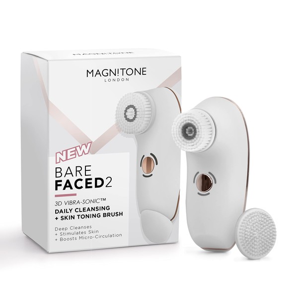 Magnitone BareFaced 2, 3d Vibra-Sonic, Daily Cleansing + Skin Toning Brush, Deep Cleanses + Stimulates Skin + Boosts Micro-Circulation