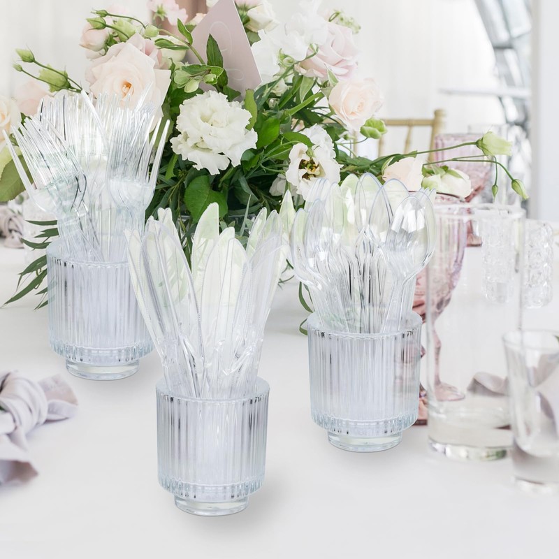 100 Count Plastic Spoons,Heavy Clear Plastic Spoons, Plastic Silverware,Premium Disposable