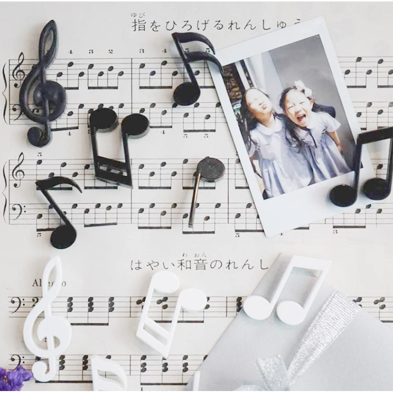 12 Pieces Music Note Magnets, Black & White Magnetic Musical
