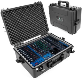 CASEMATIX Mixer Carry Case Compatible with Yamaha MG12XU 12 Channel Mixing Console and More - IPX7 Waterproof Hard Shell Sound Board Carrier with Foam Fits Mixers up to 17" x 12.1" x 5" and Cables