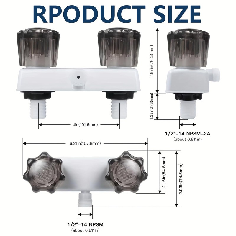 Autokemat RV Shower Faucet, Camper Shower Faucet Replacement, 4" RV
