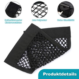 4 Stück Kofferraum Netztasche mit Klett, Organizer Netz, Autositz Gepäcknetz 40 x 25 cm Aufbewahrungsnetz, Starke Elastizität Netz für universal Auto/SUV aus Nylon