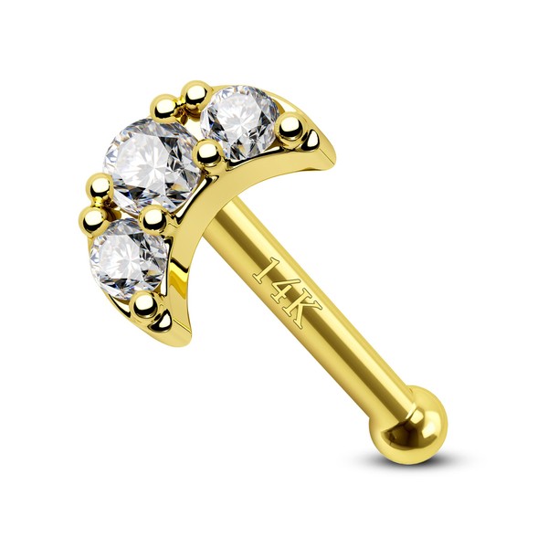 CM Crareesi Mania 14K Gold Nose Rings Moon Nose Piercing