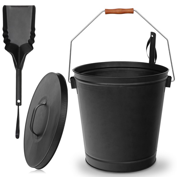 Segawe Iron Ash Bucket 5 Gal for Fireplace Brazier w/Lid