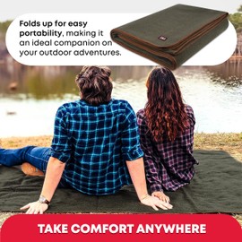 Military Wool Blanket - 80% Wool, Washable, Perfect for Outdoors, Camping, Picnic, Travel, Car & Bushcraft Emergency Blanket, 96" x 66", 5 lbs. - Olive Drab Green - Twin