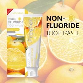 Fruit Flavored Non-Fluoride Toothpaste,Aromatic Orange Cleaning Toothpaste Selected Natural Mint Kids Friendly Teeth Whitening SLS Free Non-Toxic 4.23oz-1 Pack