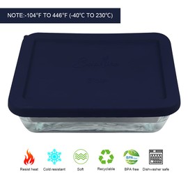 Sophico 6 Cup Rectangle Silicone Storage Cover Lids Replacement for Pyrex 7211-PC Glass Bowls, Container not Included (Navy Blue)