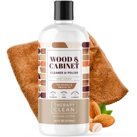 Therapy Wood Polish Bundle with Microfiber 16 oz. - Wood Furniture Polish, Best Furniture Cleaner - Almond Scent - Cleaner, Cabinet and Table Restorer, Natural Conditioner