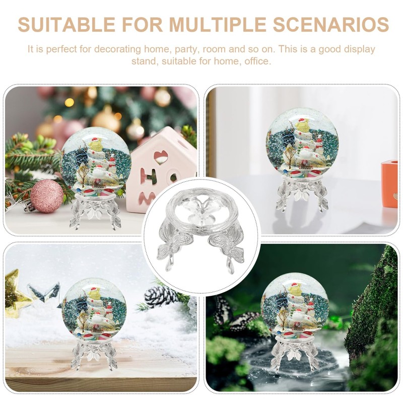 Didiseaon 2 Pcs Crystal Ball Stands, Silver Butterfly Sphere Display