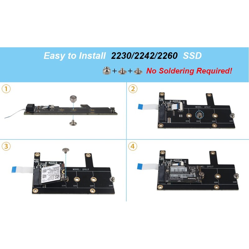 ZDE ZP517A PCIe to M.2 Key M NVMe SSD Shield