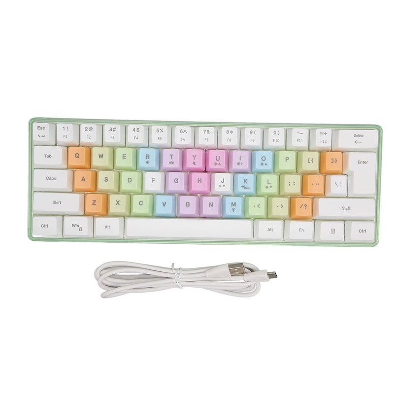 61 Keys Mechanical Keyboard RGB Backlight Colorful Keycaps Mini Wired