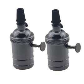 Rextin 2pcs E26 Vintage Lamp Socket with on/Off Switch Pendant Bulb Socket E26 E27 Vintage Bulb Holders Aluminum for DIY Lighting Bulbs Industrial Decorative (2, ON/Off Pearl Black)
