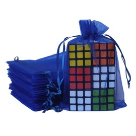 5x7 inch Organza Gift Bags with Drawstring for Jewelry Organizer,Candy,Bow,50 Count Royal Blue Sheer Fabric Clear Mesh Wrap Sachet for Baby Shower,Birthday,Christmas,Party Favors,Bridal Shower,Wedding