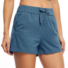 Willit - Pantalones cortos deportivos para mujer, para senderismo, yoga, descanso, entrenamiento activo, correr, cómodos, casuales, con bolsillos, 2.5 pulgadas