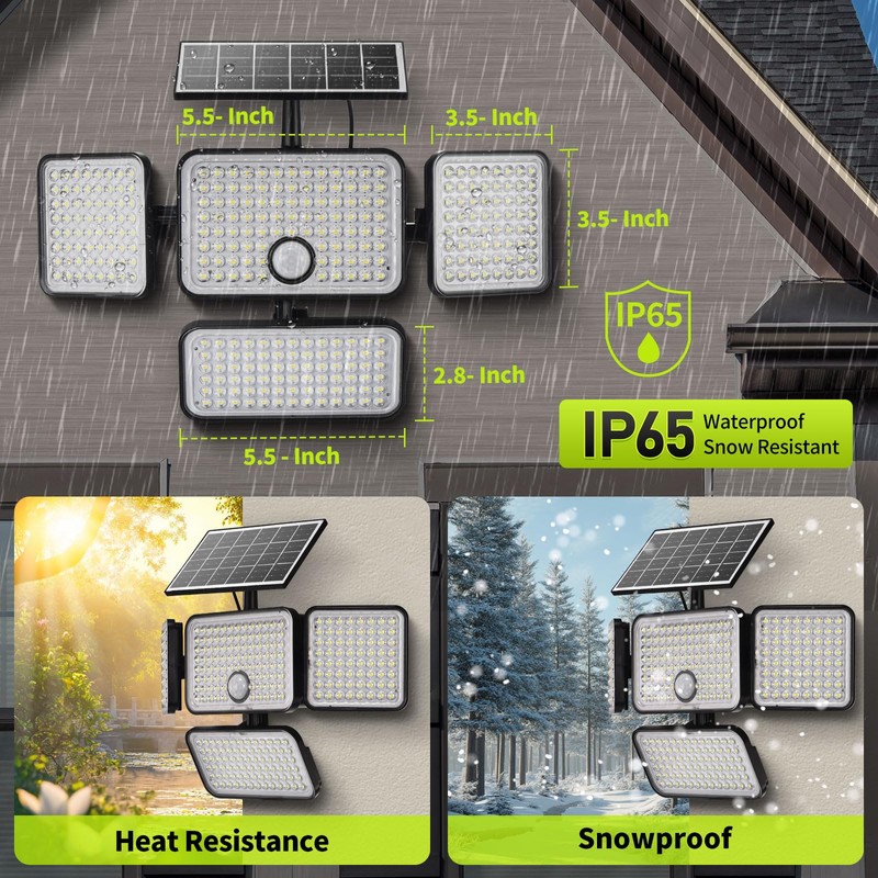 LUMLLSAJI 1PC 3000LM Solar Flood Lights Outdoor with Upgrade Solar