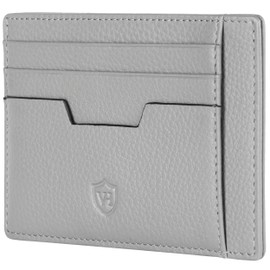 VON HEESEN Genuine Leather RFID Card Holder Made of Nappa Leather - 9 Compartments - Landscape Format Credit Card Holder for Men and Women, gray, 01