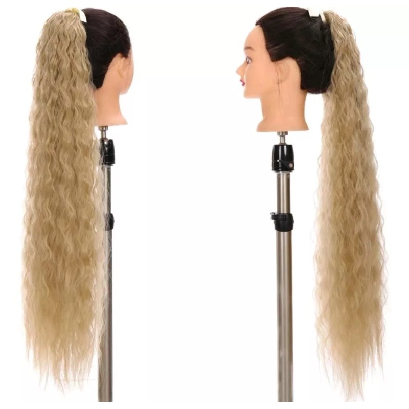 TASSYME ACCESORIOS Coleta Extra Larga Rizada Cabello Sintético Rubio Claro
