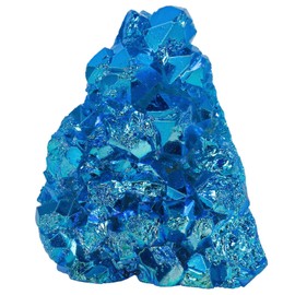 dssmboom Irregularly White AB Titanium Coated Rock Quartz Cluster Mineral Specimen, Reiki Healing Rock Crystal Geode for Stone Collection and Home Decor, Blue