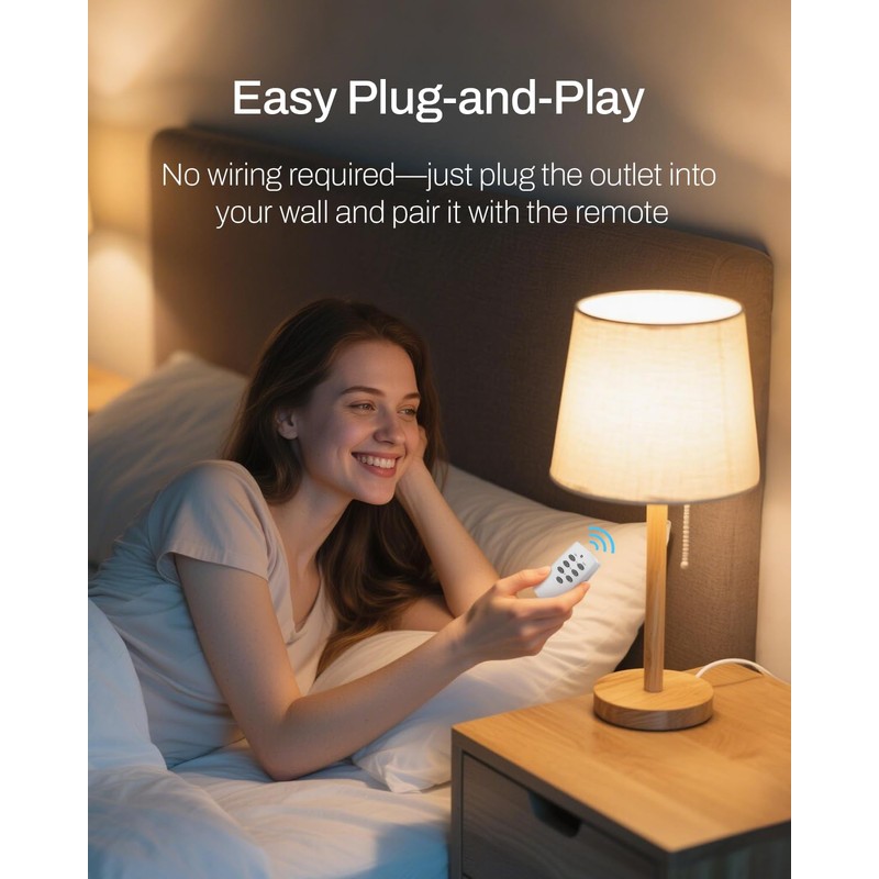 HBN Wireless Remote Control Outlet with 2 Individual Switch Control,