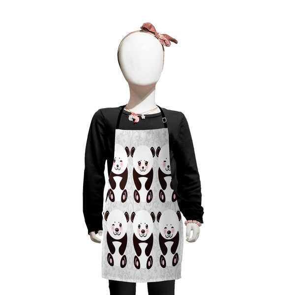 Lunarable Panda Apron, Kawaii Funny Panda Muzzle with Pink Cheeks