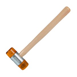 Dönges Non-rebound soft hammer with painted ash handle, diameter 40 mm, 570 g light, interchangeable heads in yellow, made in Germany, plastic hammer, rubber mallet, multifunctional hammer