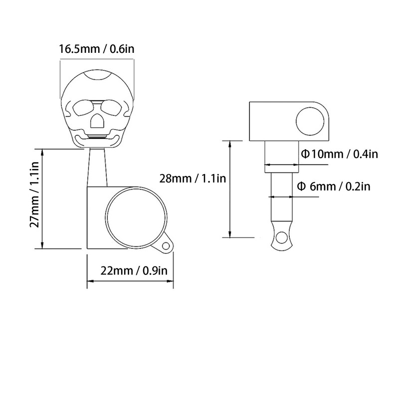 Skull Shape Tuning Peg Zinc Alloy Machine Heads Tuner Set