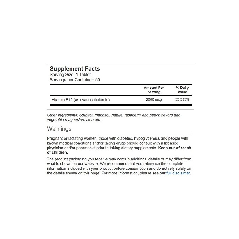 Vitacost Vitamin B12-2000 mcg - 50 Quickdots Sublingual Melts Tablets