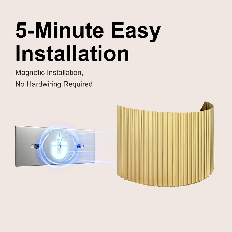 Folux Battery Operated Modern Metal Pleated Wall Sconce Set of