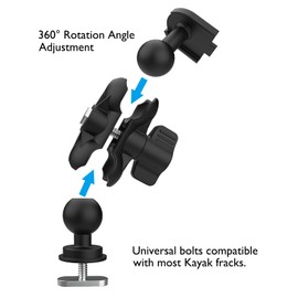 EDSRDPLT Kayak Phone Holder Mount with 8-Claw Anti-Slip Fixing, 360° Adjustable Kayak Phone Holder Compatible with 4.7-7 Inch Phones Kayak Rail Accessories