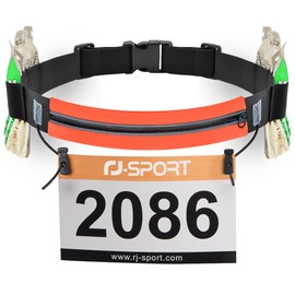 Slim Running Belt Race Number Belt Runners Pouch Triathlon Race Belt BIB Holder with 6 Energy Gel Loops for Workout, Jogging, Triathalon, Marathon, Running and Cycling, 03 Orange, onesize