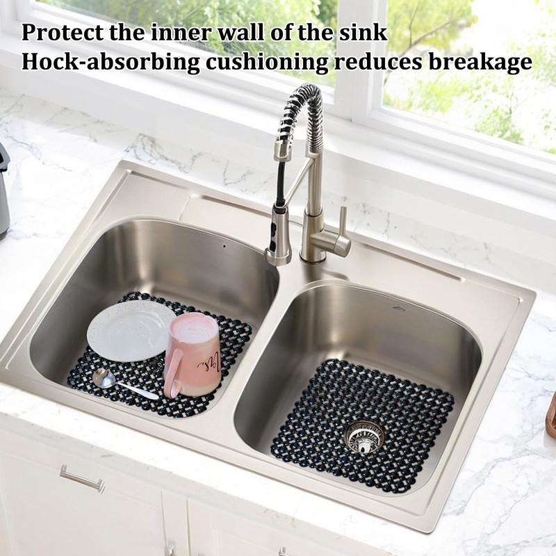 Echehi 2 Pack Sink Protector Mat, 27 x 27 cm