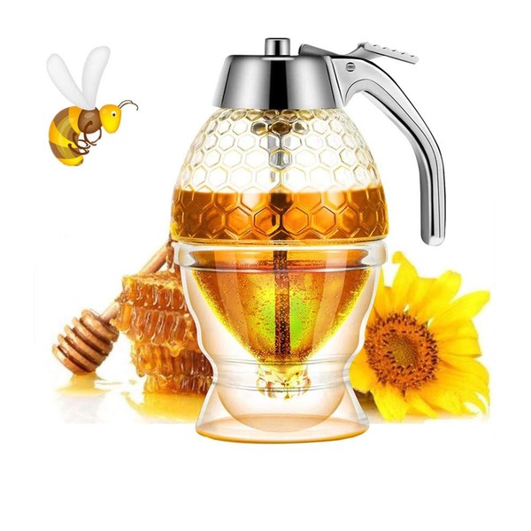 Honey Dispenser, Syrup Dispenser, Beautiful Honeycomb Honey jar, Honey jar