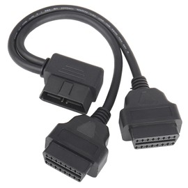 Right Angle OBD2 16 Pin OBD II Splitter Extension 1x Male and 2X Female Y Extension Cable Adapter Automotive Accessories Universal for All OBD2 Vehicles (16 pin Y Cable 30cm)